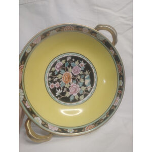 Nippon Hand Painted Floral Yellow Pedestal Serving Bowl